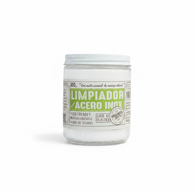 Flor de Coco natural multi-purpose cleaner paste for stainless steel with orange essential oil. Eco-friendly, hypoallergenic, non-toxic.