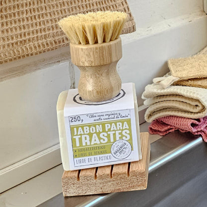 Kit 3 JABONES ORGÁNICOS para TRASTES + JABONERA y ESCOBETA