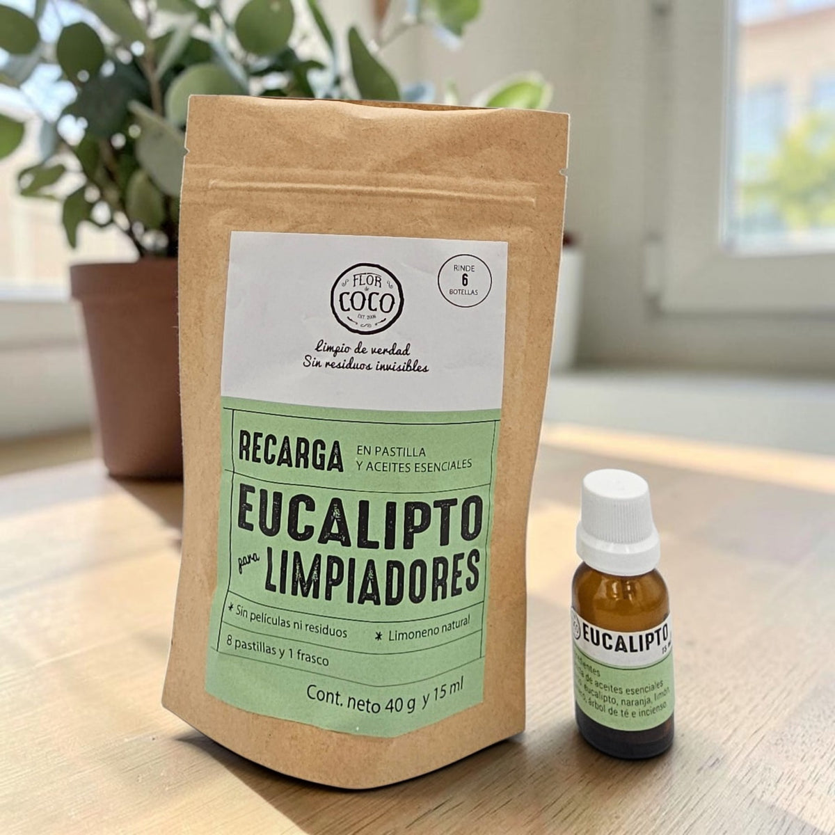 Recarga Eucalipto para Limpiadores — 8 pastillas + aceite esencial