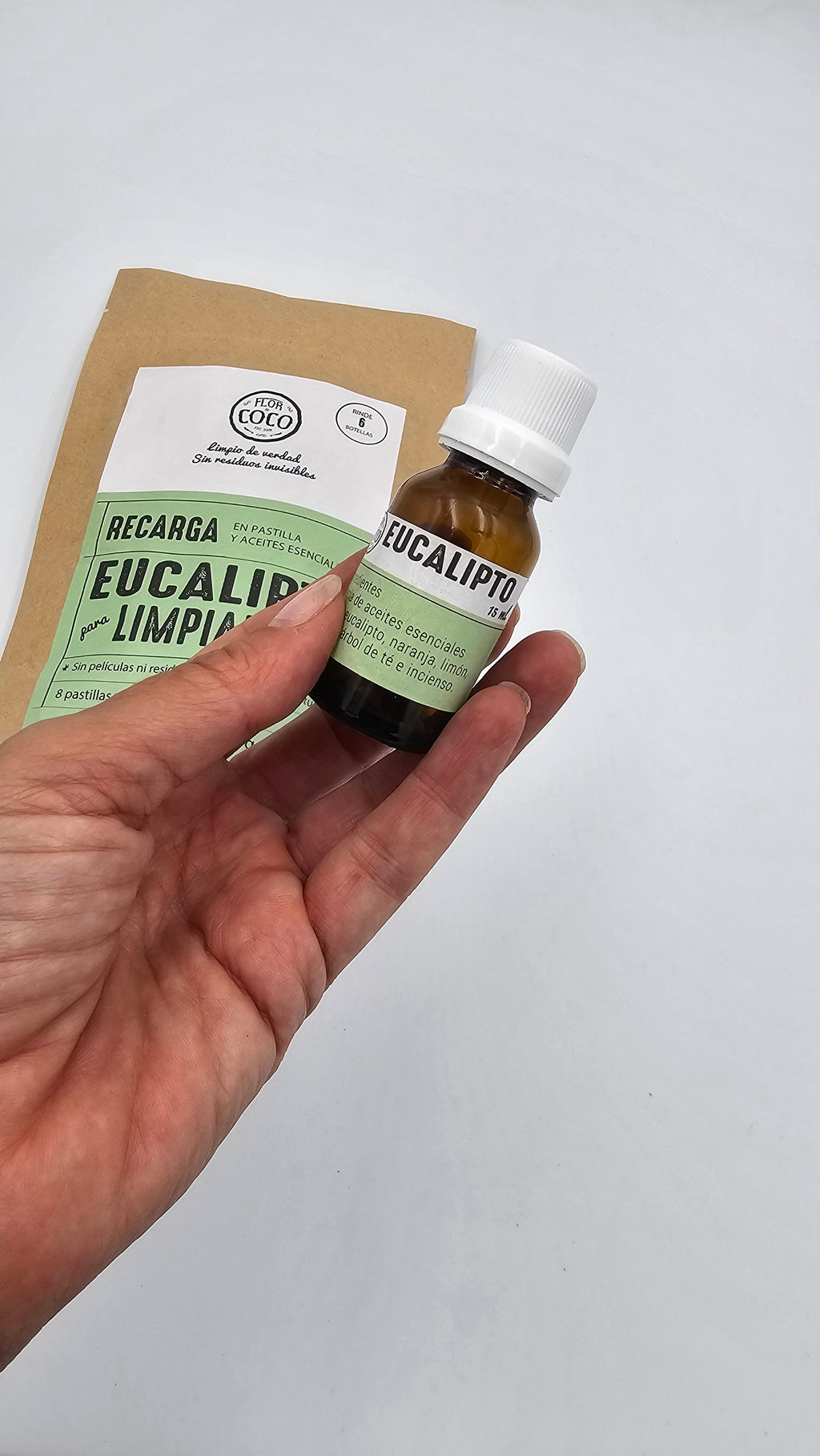 Recarga Eucalipto para Limpiadores — 8 pastillas + aceite esencial