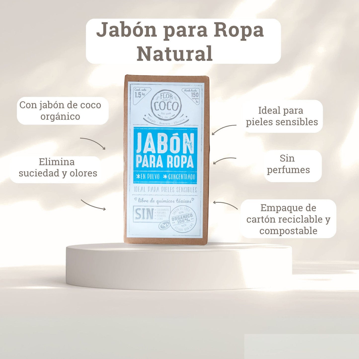 Jabón para Ropa Natural 1.5kg | 75 Cargas